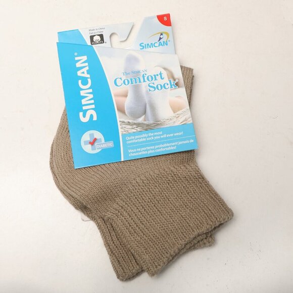 Simcan Comfort Sock Low Rise Diabetic Super Stretch Brown Tan - Picture 1 of 4